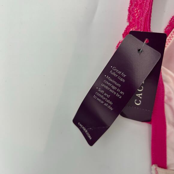 Cacique Bra 44DD NWT Bold Lace Full Coverage Underwire Pink Plus Lane Bryant - Picture 4 of 14